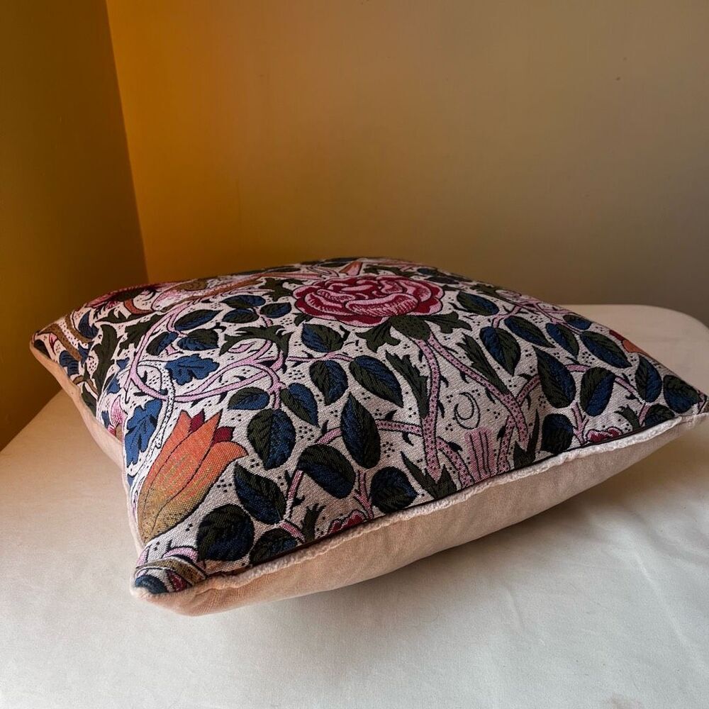 Hines of Oxford Bird & Rose Tapestry Cushion Feather Filled Floral Throw Pillow - Picture 7 of 10